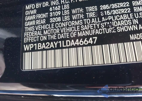 2020 Porsche Cayenne Coupe from USA, damaged, VIN WP1BA2AY1LDA46647